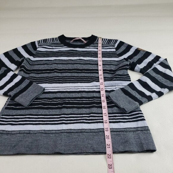 Obermeyer Merino Wool Blend Sweater Womens Large Gray Striped Ski Pullover - Picture 8 of 9